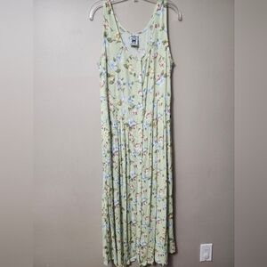 Floral Green Sleeveless Maxi Dress